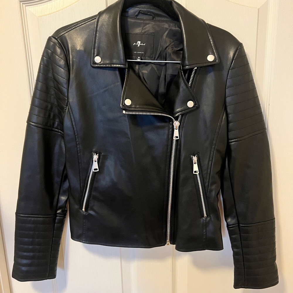7 For All Mankind Black Leather Jacket
